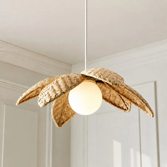 Jordan Modern Rattan Adjustable Palm Leaf-shaped Pendant Light