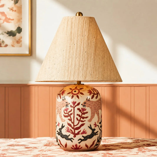 Julian Retro Ceramic Linen Tapered Table Lamp