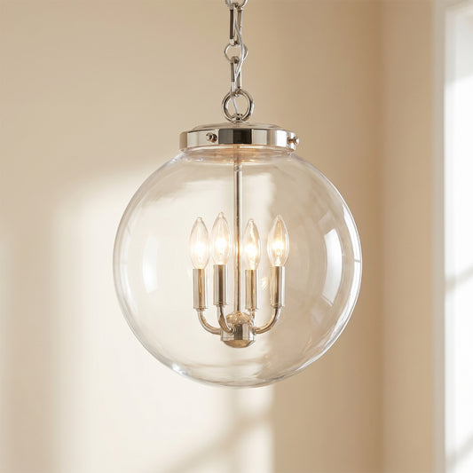 Tallulah Industrial Clear Glass Globe Pendant Light