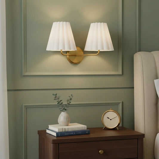 Kaiya Minimalist Textured Linen Fabric Tapered Wall Sconce
