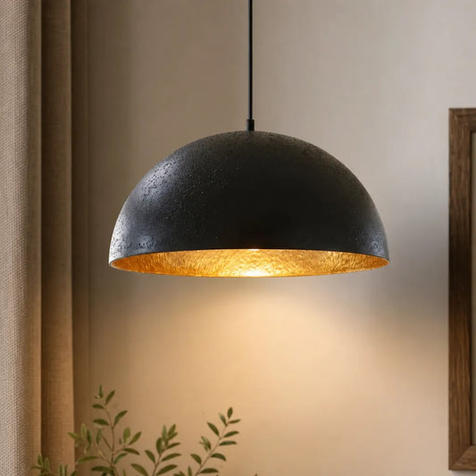 Kianne Wabi Sabi Round Dome Travertine Pendant Light