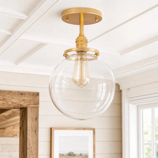 Kynara Modern Globe Glass Semi-Flush Ceiling Light