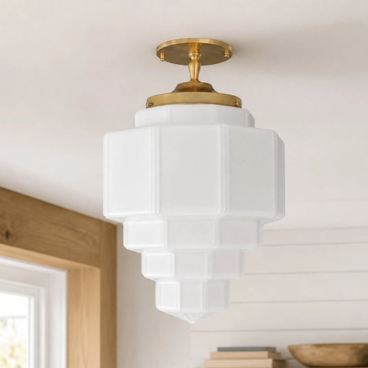 Kynet Classic White Opal Milk Glass Ceiling Lamp