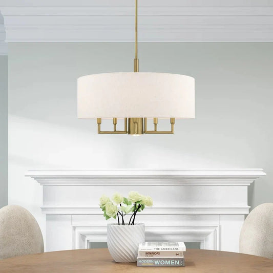 Leif Contemporary 6-Light Fabric Drum Chandelier