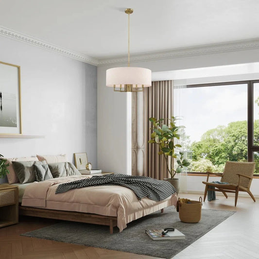 Leif Contemporary 6-Light Fabric Drum Chandelier