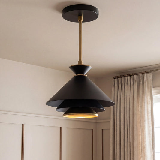 Lennon Mid-Century Metal Tiered Cone Pendant Light
