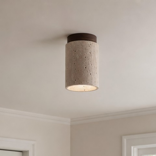 Letícia Modern Travertine Wood Ceiling Light