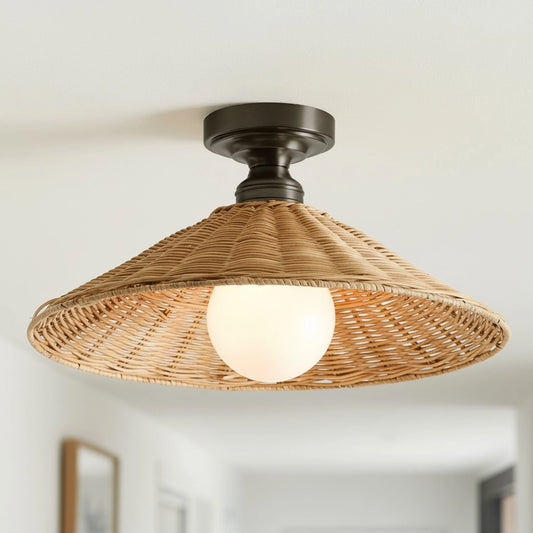 Camilla Farmhouse Cone Rattan Ceiling Light