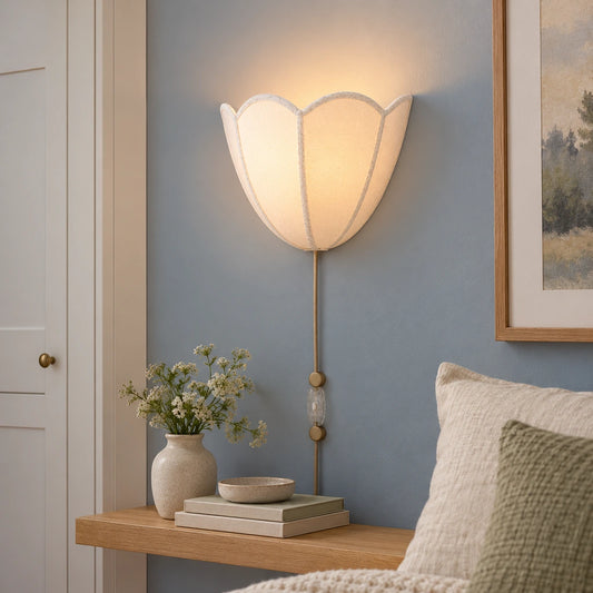 Linnea Fabric Flower Plug-In Wall Sconce