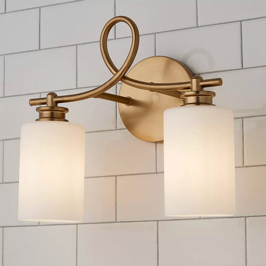 Litae Industrial Looped Arm Milk Glass Vanity Light