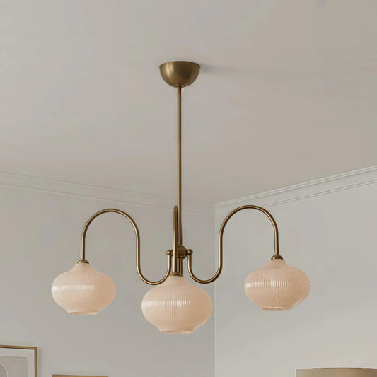 Lona Modern 3-Light Swan Curve Glass Chandelier