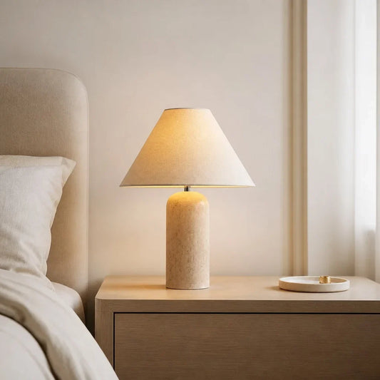 Loren Wabi-Sabi Travertine Cylinder Table Light