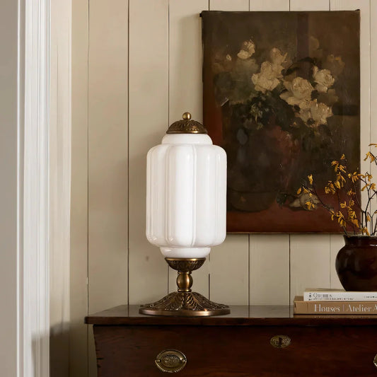 Lumi French Retro Cream Glass Textured Eloise Table Lamp