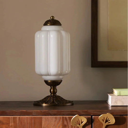 Lumi French Retro Cream Glass Textured Eloise Table Lamp