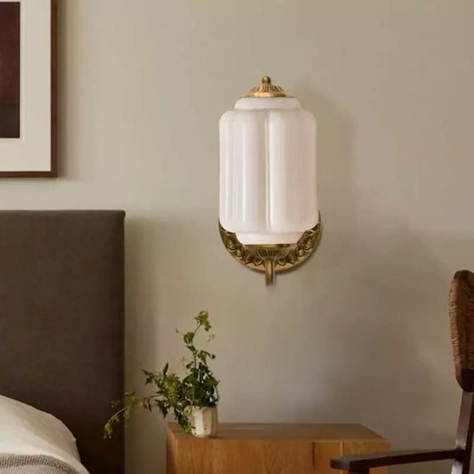 Lumi Vintage Milk Glass Oiled Brass Eloise Sconce