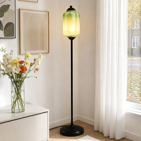 Lumina Vintage Scallop Milk Glass Floor Light