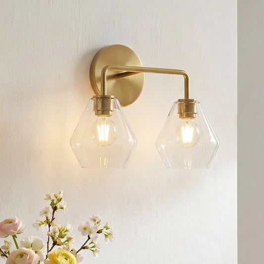 Lumina Modern Sculpture Geometric Brass Glass Wall Light