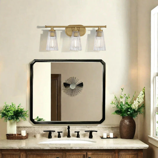 Minimalist 3-Light Ribbed Glass Dimmable Wall Light