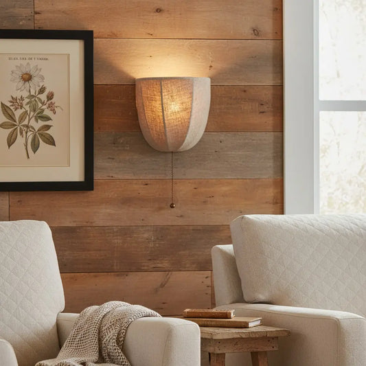 Lysenn Rustic Natural Linen Wall Sconce