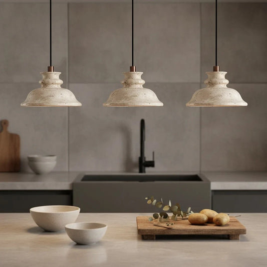 Maja Wabi-Sabi Bell Travertine Pendant Light