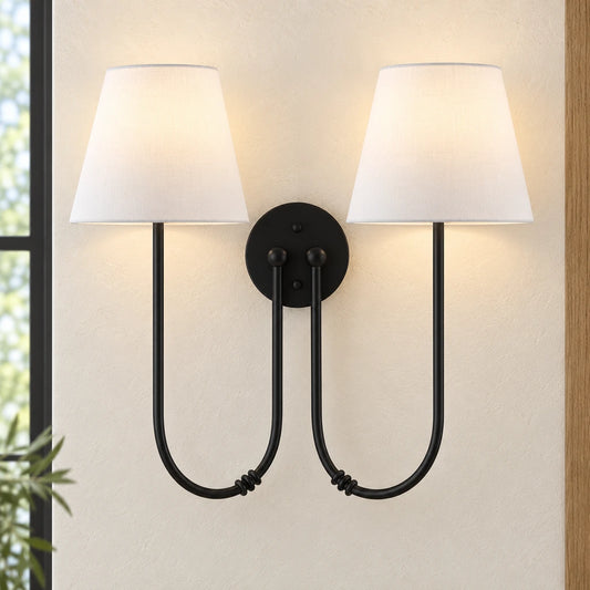 Marielle Double Arm Linen Shade Wall Sconce