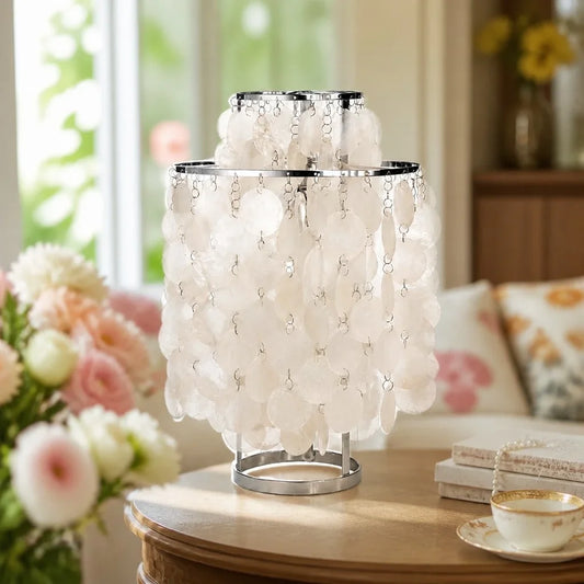 Marigold Vintage Tiered Capiz Shell Table Lamp