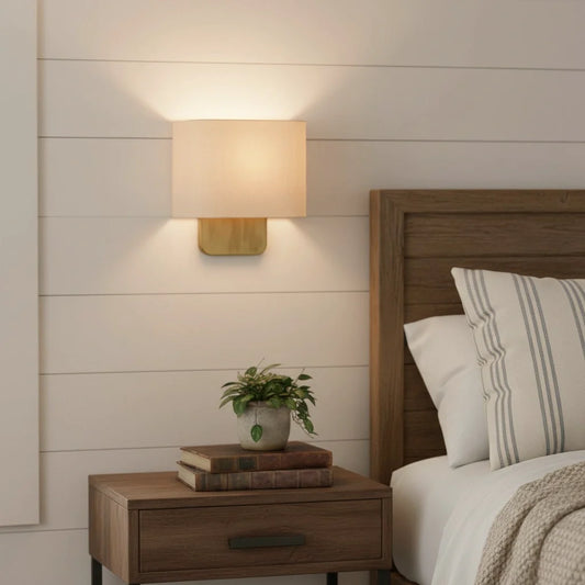Maris Modern Linen Shade Metal Wall Sconce