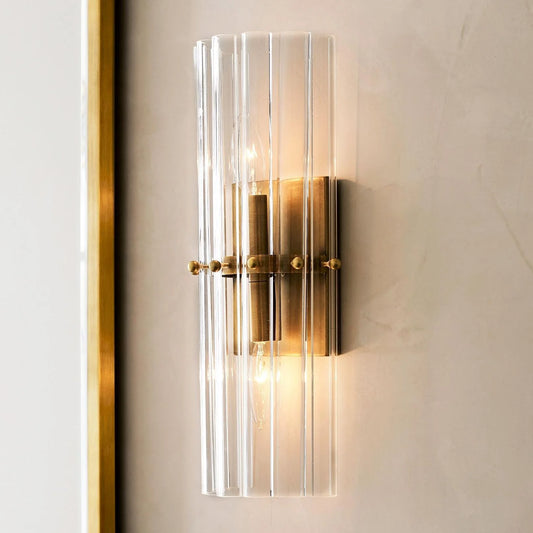 Merrick Luxury Ribbed Crystal Double Sconce