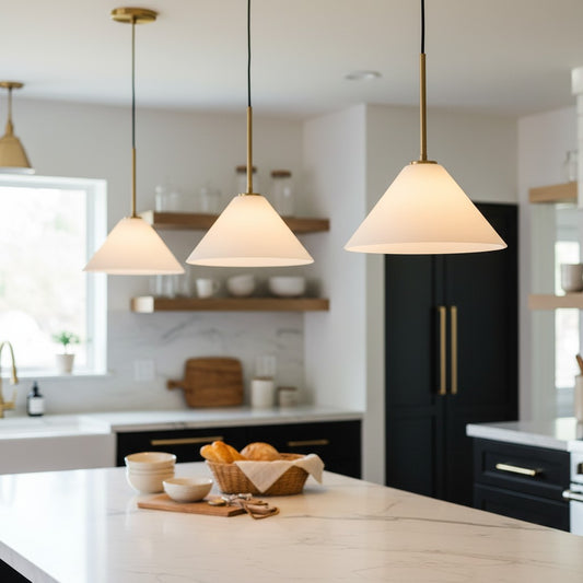 Ambrose Minimalist Brass Glass Cone Pendant Light