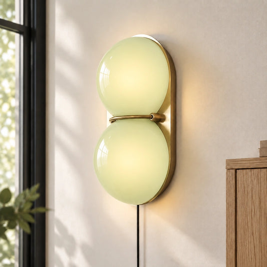 Mira Two Globe Glass Plug-in Wall Sconce