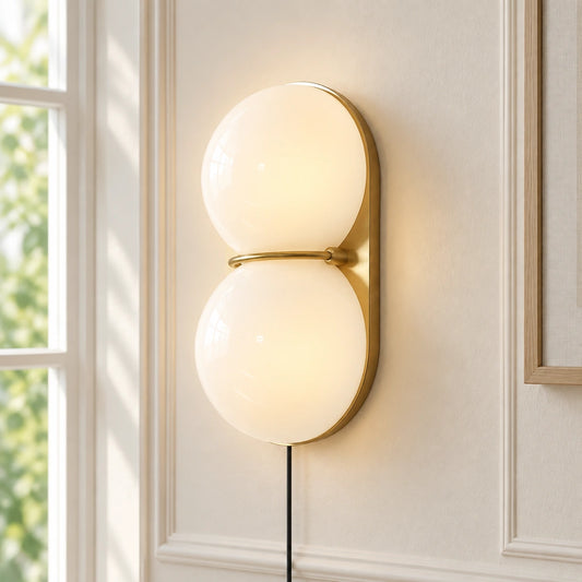 Mira Two Globe Glass Plug-in Wall Sconce