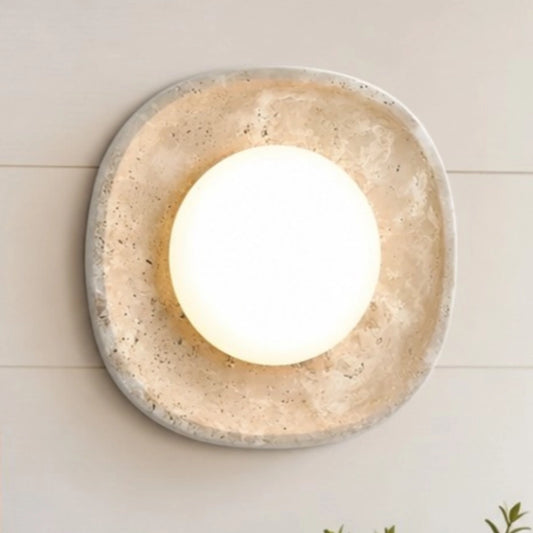 Mirello Wabi-Sabi Travertine Square Wall Sconce