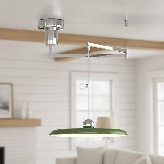 Modern Adjustable Swing Arm Flying Saucer Pendant Light