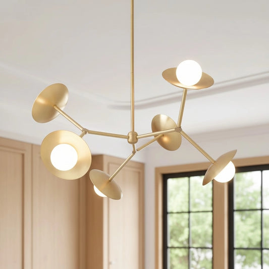 Phoebe Modern Brass Molecular Disc Sphere Chandelier
