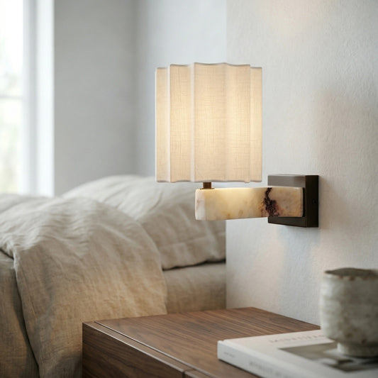 Modern Curved Linen Shade Wall Light
