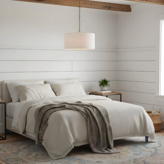 Modern Farmhouse Linen Drum Pendant Light