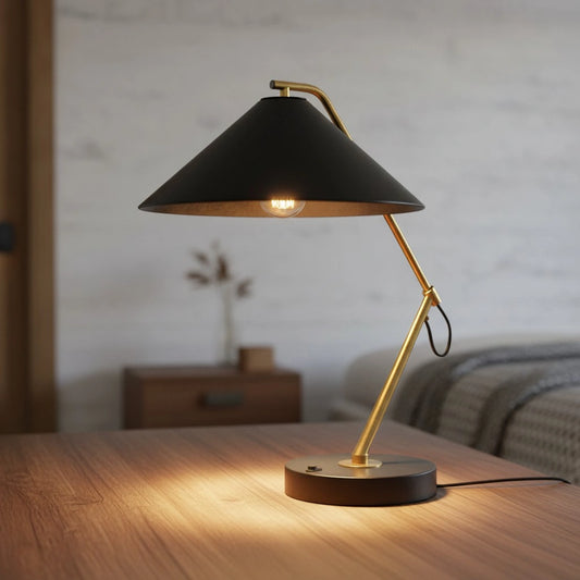 Modern Metal Black and Gold USB Desk Lamp