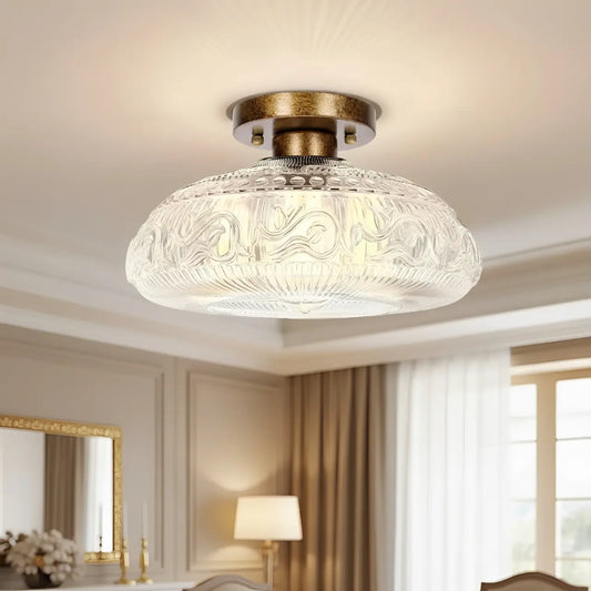 Modern Oval Pattern Glass Ceiling Light