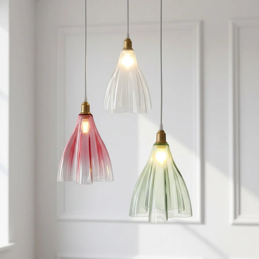 Modern Stained Fluted Glass Pendant Light
