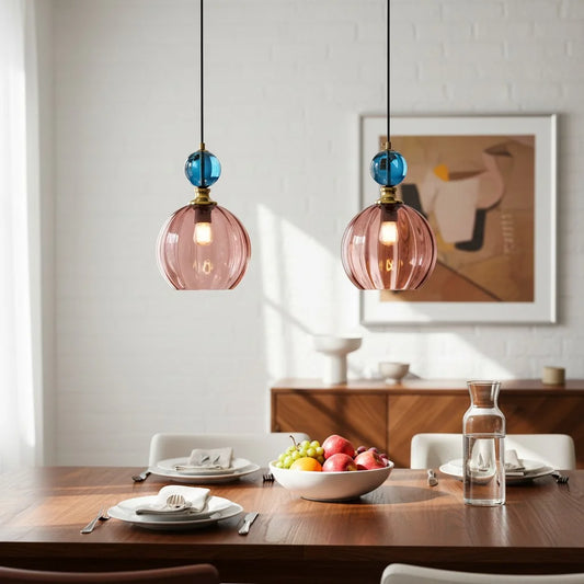 Modern Stained Glass Globe Pendant Light