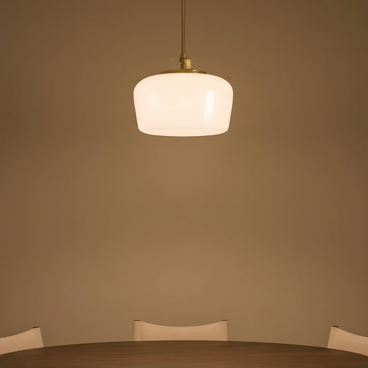 Modern Antique Brass Opal White Glass Pendant Light for Kitchen Island