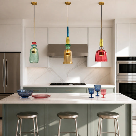 Modern Macaron Multi-Shape Glass Pendant Light
