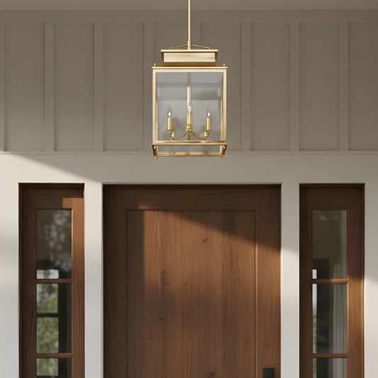 Modern Metal Clear Glass Outdoor Lantern Pendant Light for Exteriors