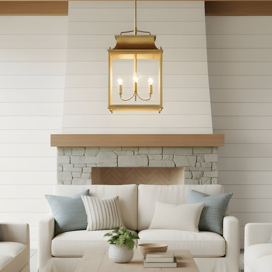 Modern Metal Clear Glass Outdoor Lantern Pendant Light for Exteriors