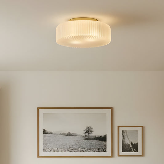 Modern Opal Frosted Ribbed Glass Flush Mount Ceiling Light
