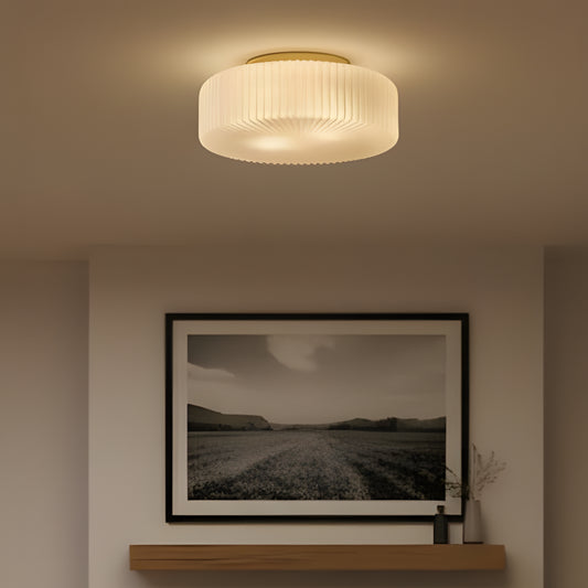 Modern Opal Frosted Ribbed Glass Flush Mount Ceiling Light