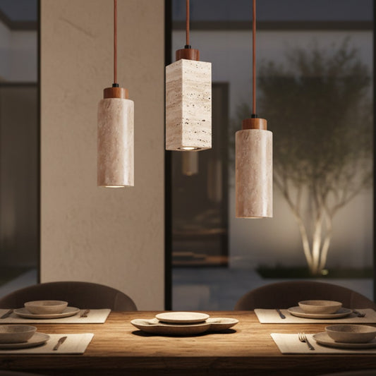 Modern Wabi-Sabi Travertine Natural Stone Bedside Mini Pendant Light