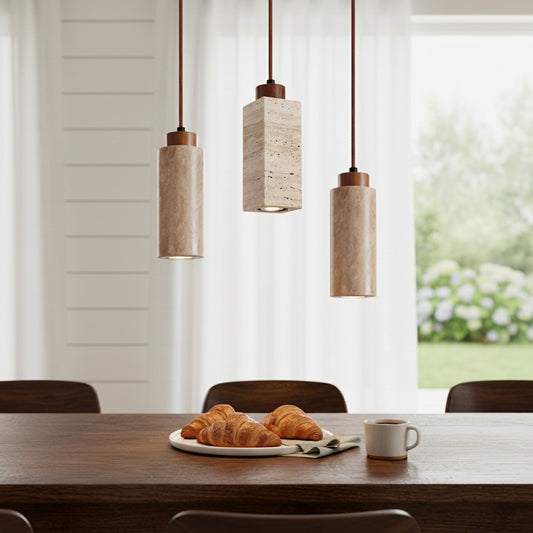 Modern Wabi-Sabi Travertine Natural Stone Bedside Mini Pendant Light