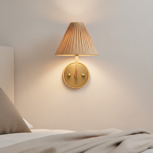 Natural Woven Rattan Cone Wall Sconce