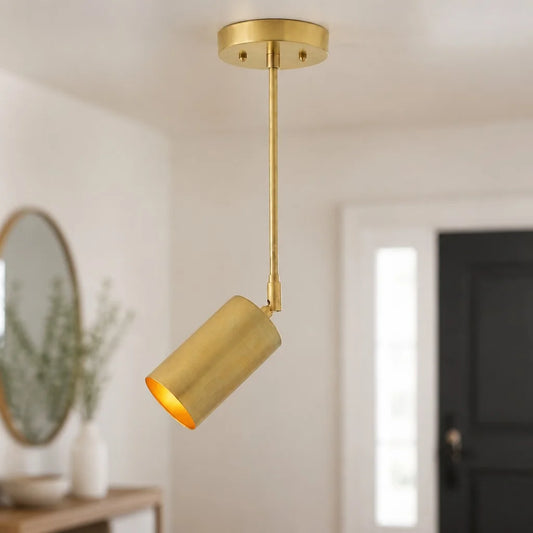 Neria Minimalist Modern Brass Cylinder Pendant Light